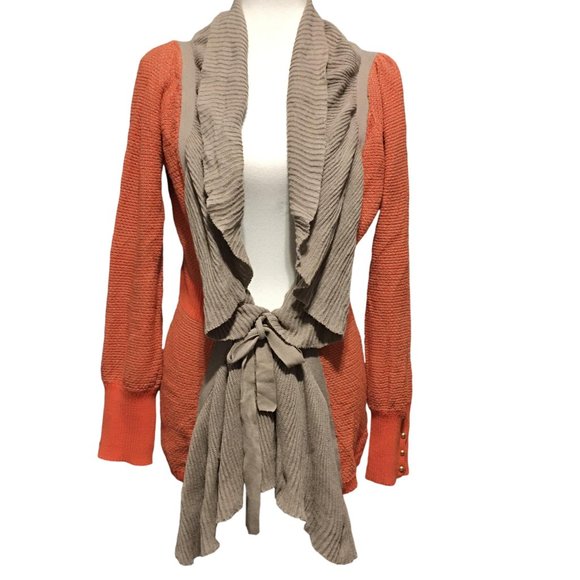 Lia Molly (Anthro) Ruffled Firelight Cardigan - M - Picture 2 of 9